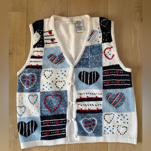 Vintage White Stag cotton blend patriotic heart vest 4th July - size large - Picture 1 of 7